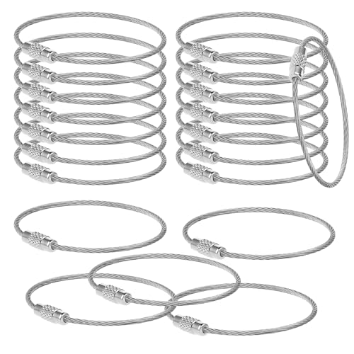 Giantree 25 Stück Drahtseil Schlüsselring,Edelstahl Schlüsselanhänger Silber Key Ring Multifunktionale Schlüsselringe Mit Drehverschluß Für Kofferanhänger Aufhängen Schlüssel Ausweishülle von Giantree