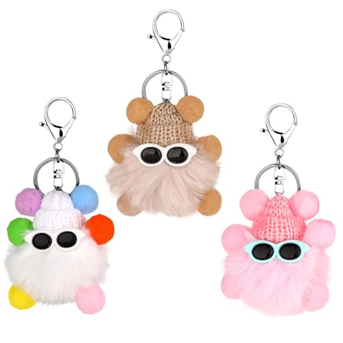 Giantree 3 Stück Niedlich Weicher Plüsch Schlüsselanhänger, Cartoon Schlüsselanhänger Kinder Schlüsselanhänger Personalisiert Auto Taschenanhänger Schulranzen Accessoires(Milchteefarbe, bunt, rosa) von Giantree