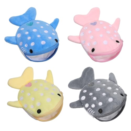 Giantree 4 Stück Hai Münzbeutel, Plüsch Hai Münzbörse Geldbörse Kinder Zipper Mini Cartoon Beutel Geldbeutel Kinder Walhai Geldbeutel Für Mädchen Jungen Frauen Münzen Kleinkram von Giantree