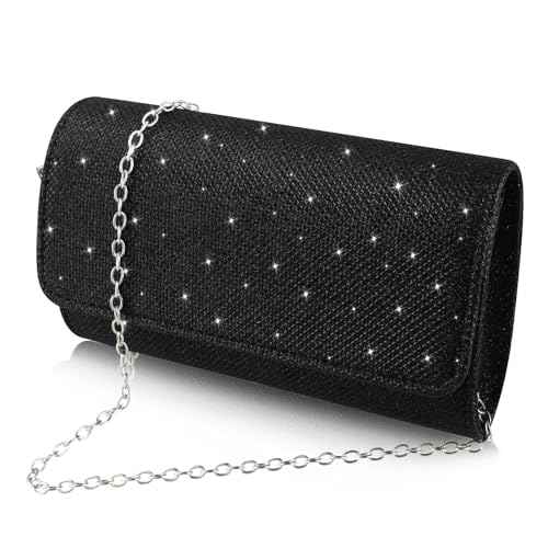 Giantree Abendtasche Clutch Purses für Frauen, Shiny Handtaschen mit abnehmbaren Ketten für Parteien Hochzeit Prom Bankette (Schwarz) von Giantree