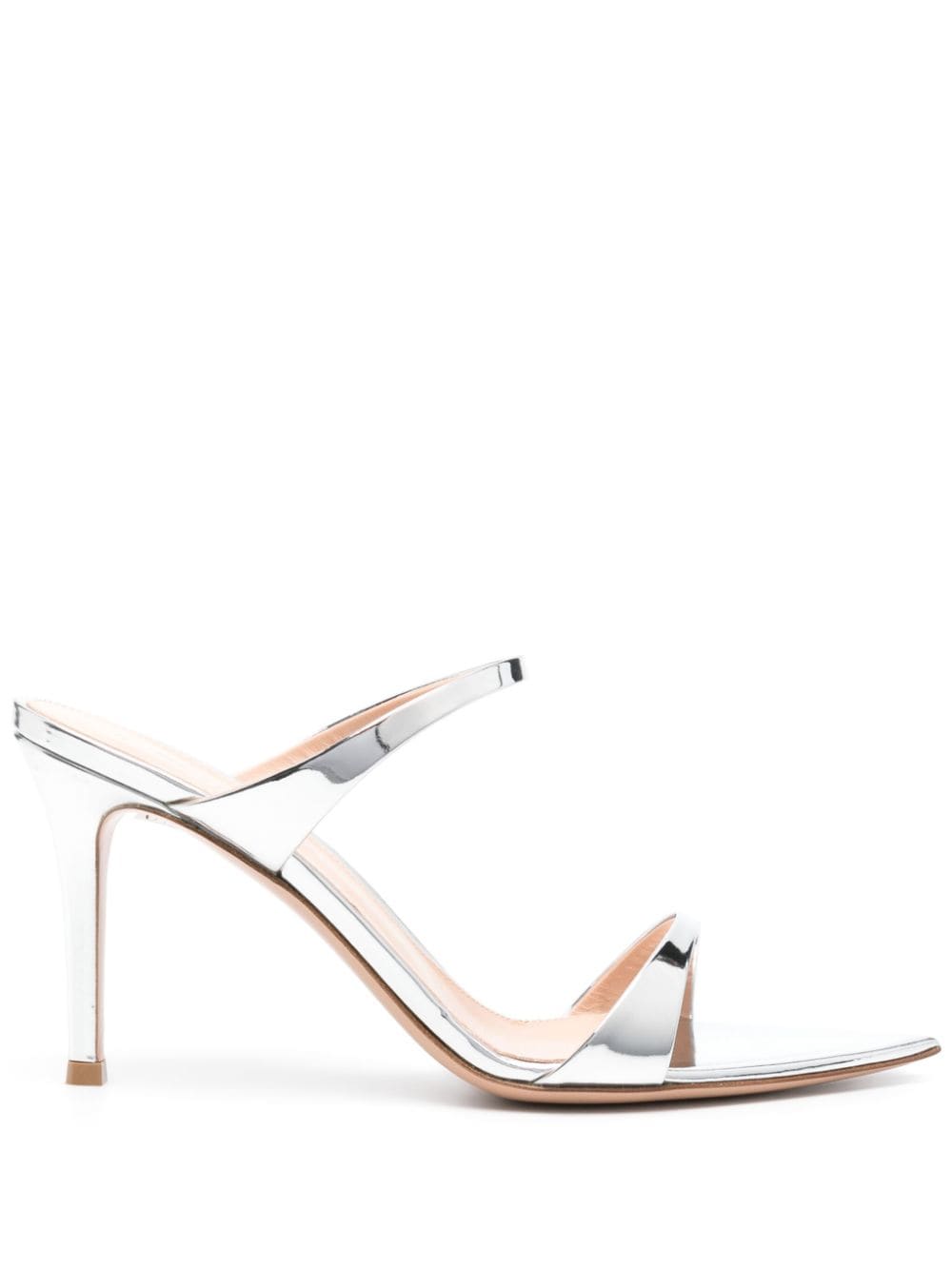 Gianvito Rossi Mules aus Metallic-Leder 95mm - Grau von Gianvito Rossi