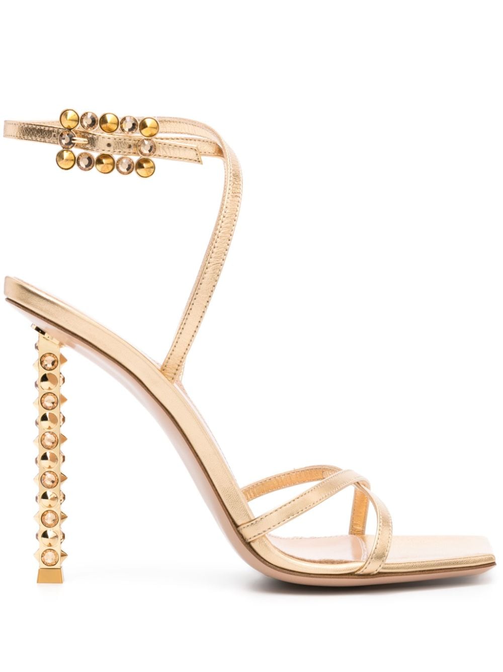 Gianvito Rossi Rockstud Sandalen aus Metallic-Leder 120mm - Gold von Gianvito Rossi