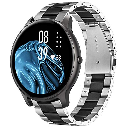 Giaogor Armband Kompatibel mit AGPTEK LW11, Classic Edelstahl Uhrenarmband für AGPTEK LW11 Smartwatch (Silber-Schwarz) von Giaogor