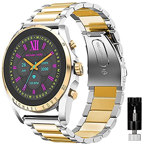 Giaogor Armband Kompatibel mit MK Gen 6 Bradshaw 2021, Classic Edelstahl Uhrenarmband für Michael Kors Gen 6 Bradshaw Smartwatch (Silber-Gold) von Giaogor