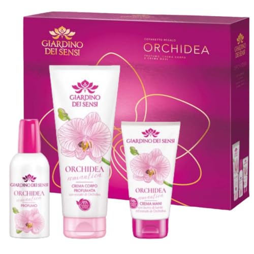 Geschenkbox Garten der Sinne – Box mit Duft 100 ml, Körpercreme 250 ml und Handcreme 75 ml (romantische Orchidee) von Giardino Dei Sensi