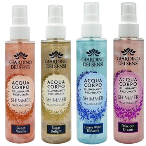 Giardino Dei Sensi Sweet Vanilla – Duftendes Körperwasser Shimmer Spray 150 ml – Sommer-Shimmer-Effekt & strahlende Haut (Set) von Giardino Dei Sensi