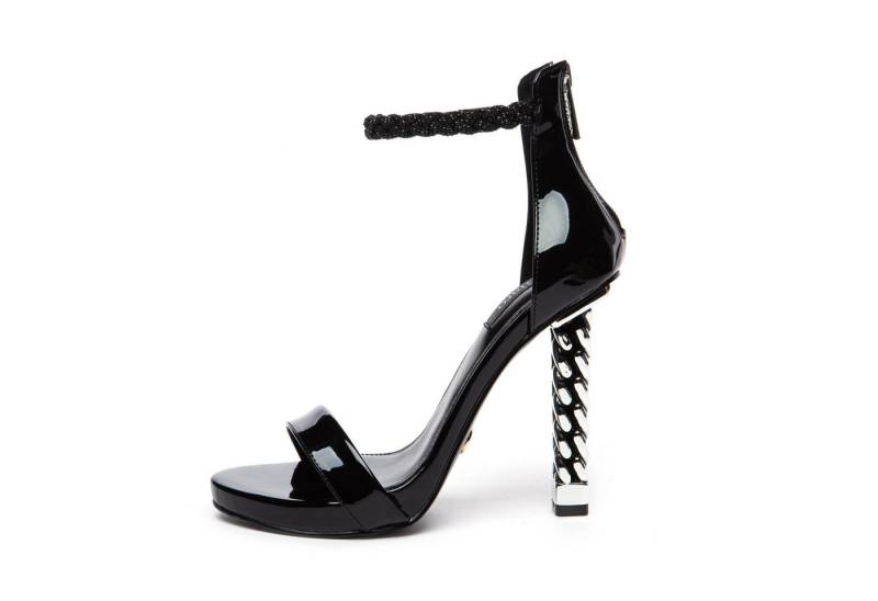 Giaro ADARA BLACK SHINY High-Heel-Sandalette 11cm Absatzhöhe, 1 cm Plateau, Kettenabsatz von Giaro