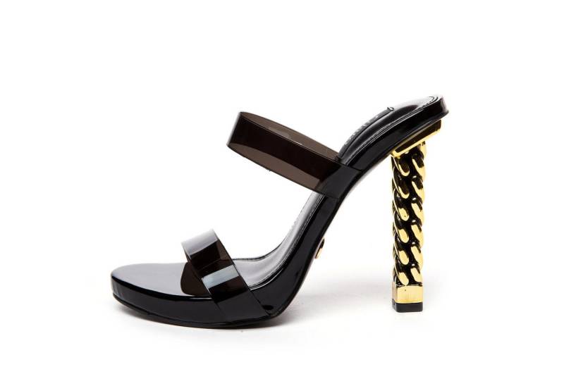 Giaro AMIE BLACK SHINY High-Heel-Sandalette 11 cm Absatzhöhe, Kettenabsatz, 1 cm Plateau von Giaro