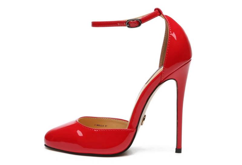 Giaro BELLA High-Heel-Sandalette 12 cm Absatz, geschlossener Zehenbereich, Riemchen, Rot glänzend von Giaro