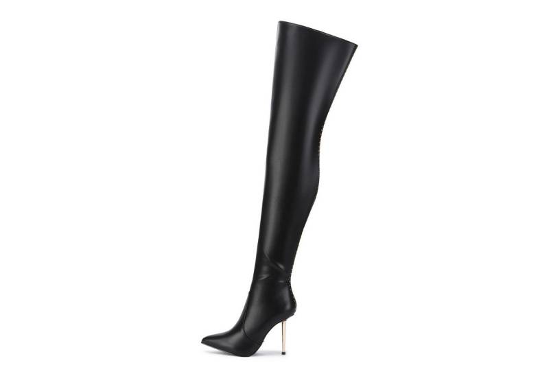 Giaro LADONNA BLACK MATTE Overkneestiefel 10 cm Absatzhöhe, Nietenverzierung auf der Rückseite, Stiletto von Giaro