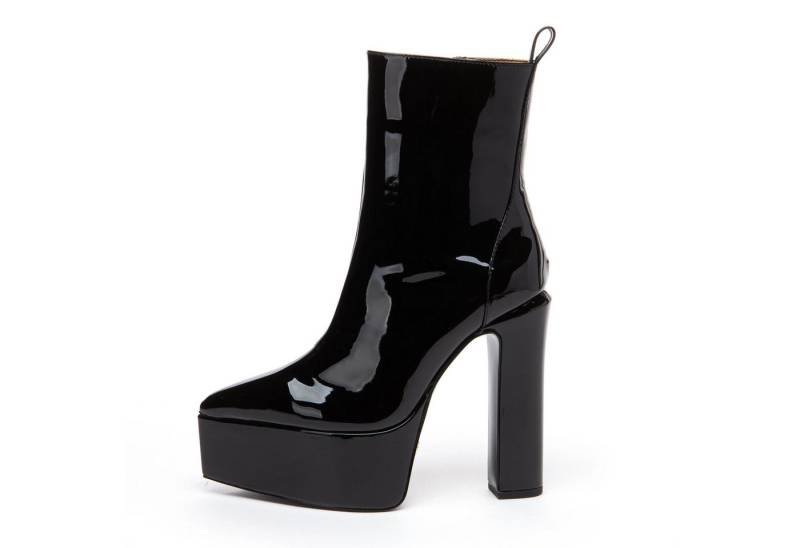 Giaro STASH BLACK SHINY Plateaustiefelette 14cm Blockabsatz, 4cm Plateau, Reißverschluss, spitze Zehen von Giaro