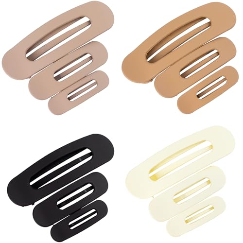 Giata Flache Haarspangen für Damen, dicke und kleine Größen, perfekt für dünnes oder dickes Haar, matte süße Bananen-Clips, braun, neutrale Farbe (flache Haarnadel), 12 Stück von Giata