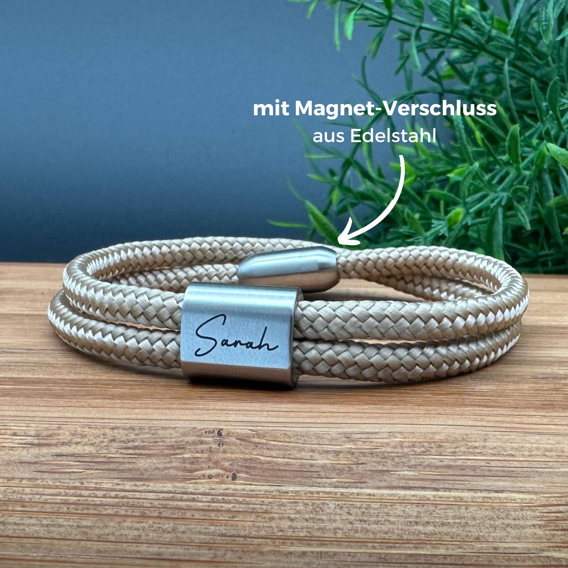 Herren Armband, Segeltau Armband Personalisiert, Mit Gravur, Geschenkidee Freund, Partnerarmband Magnetverschluss von GibX