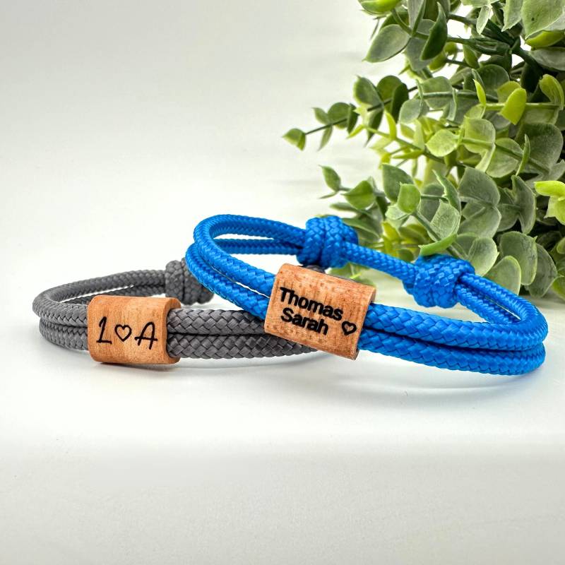 Initialen Gravur Armand Aus Holz Segeltau Familien Holzarmband Mit Wunschgravur Partnerarmband Holzgravur von GibX