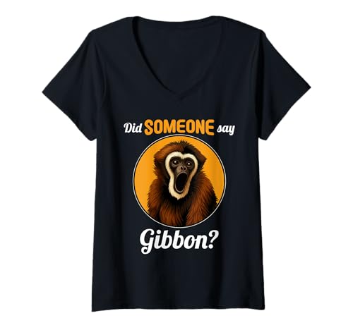 Damen Gibbons Gibbon T-Shirt mit V-Ausschnitt von Gibbons Gibbon Tier Shop