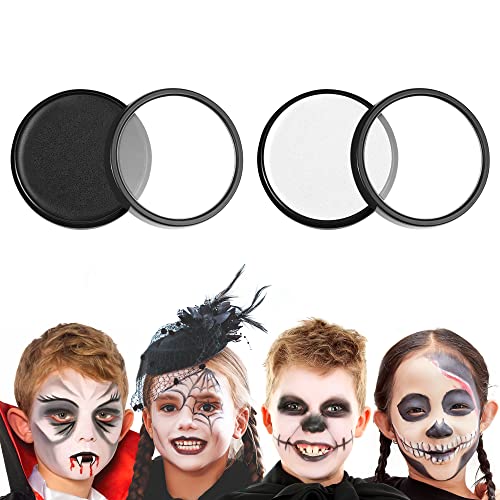 Kinderschminke Set, GIBOT Karnevalsschminke, Halloween Cosplay Make-up Schwarz + Weiß Gesicht Körperfarbe (28g/0.99oz/PC) von Gibot