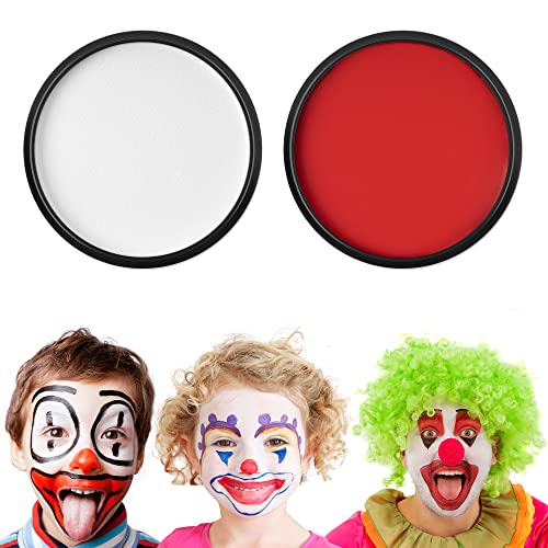 Kinderschminke Set, GIBOT Karnevalsschminke, Halloween Cosplay Make-up Weiß+ Rot Gesicht Körperfarbe (28g/0.99oz/PC) von Gibot