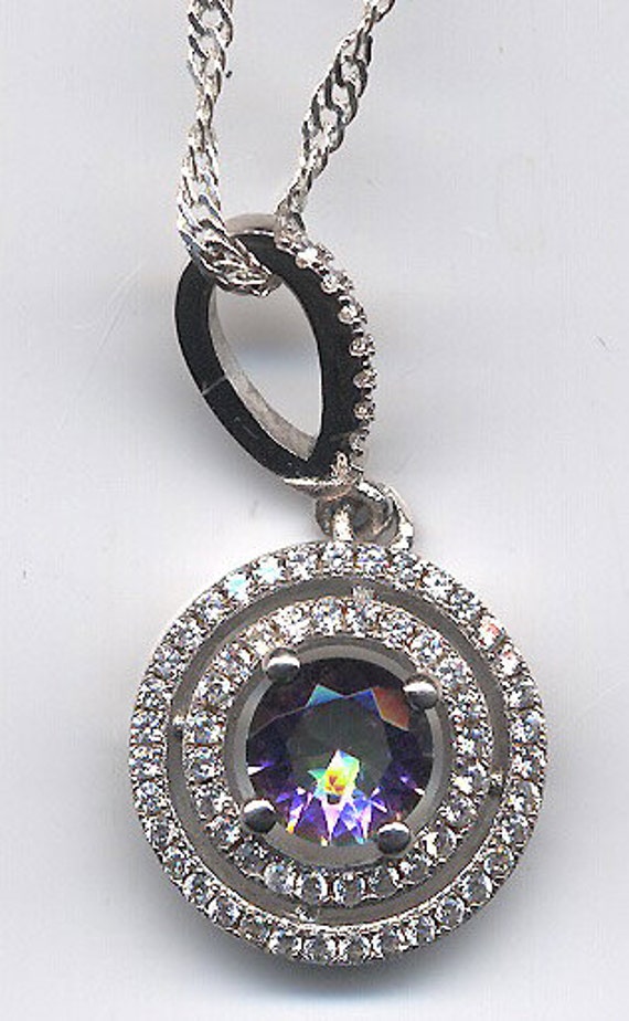 Vintage Sterling Amethyst Anhänger/Kette ... 26 "Kette Strass Filigrane Grenze Glitzernd Vintage Sterling Amethyst Anhänger/Kette ... 26 "Kette Strass Filigrane Grenze Glitzernd von GibsonsVintageShop