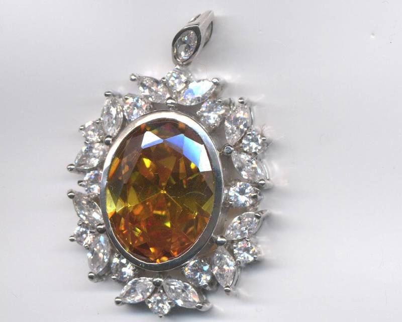 Vintage Sterling Silber Citrin Farbe Cz Anhänger von GibsonsVintageShop