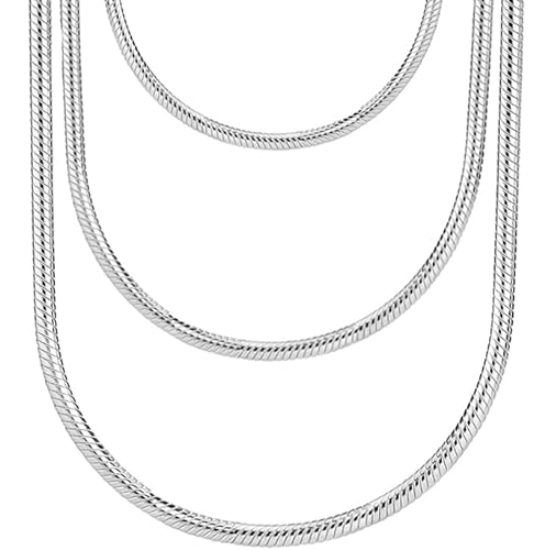 Gicko Schlangenkette Silber 925 - Stärke 3mm - Silberketten in Verschiedenen Längen : 40,45,50,55,60 cm Halskette für Damen & Herren (50) von Gicko