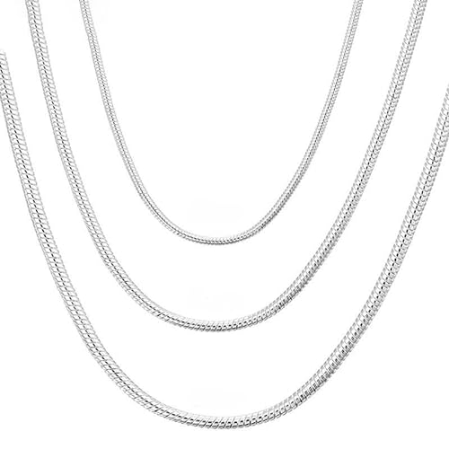 Gicko Schlangenkette Silber 925 - Stärke in 1,2,3 mm - Silberketten in Verschiedenen Längen : 40,45,50,55,60 cm Halskette für Damen & Herren (60, Stärke 2mm) von Gicko