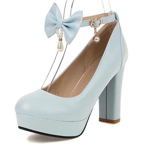 Gicoiz Block High Schuhe Damen Plateau Bogen Knöchelriemchen Pumps Runde Zehen Sommer Hochzeit Bride Mode Mary Jane Chunky Blau Gr 45 EU-47Cn Gicoiz Block High Schuhe Damen Plateau Bogen Knöchelriemchen Pumps Runde Zehen Sommer Hochzeit Bride Mode Mary Jane Chunky Blau Gr 45 EU-47Cn von Gicoiz