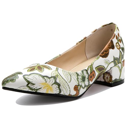 Gicoiz Blumen Block Schuhe Damen Ohne Verschluss Hochzeit Schuhe Komfort Geschlossen Mitte Absatz Party Formal Grün Gr 43 EU-45Cn Gicoiz Blumen Block Schuhe Damen Ohne Verschluss Hochzeit Schuhe Komfort Geschlossen Mitte Absatz Party Formal Grün Gr 43 EU-45Cn von Gicoiz