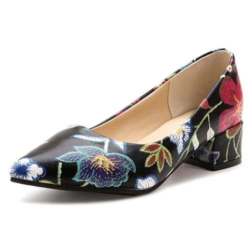 Gicoiz Blumen Block Schuhe Damen Ohne Verschluss Hochzeit Schuhe Komfort Geschlossen Mitte Absatz Party Formal Schwarz Gr 41 EU-43Cn Gicoiz Blumen Block Schuhe Damen Ohne Verschluss Hochzeit Schuhe Komfort Geschlossen Mitte Absatz Party Formal Schwarz Gr 41 EU-43Cn von Gicoiz