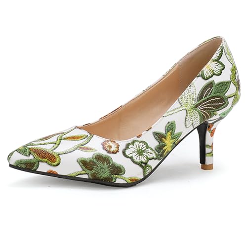 Gicoiz Blumen Stilettos Damen Pointed Toe Schuhe Ohne Verschluss Hochzeit Höhe Ferse Pumpe Elegant Party Geschlossen Grün Gr 42 EU-44Cn Gicoiz Blumen Stilettos Damen Pointed Toe Schuhe Ohne Verschluss Hochzeit Höhe Ferse Pumpe Elegant Party Geschlossen Grün Gr 42 EU-44Cn von Gicoiz