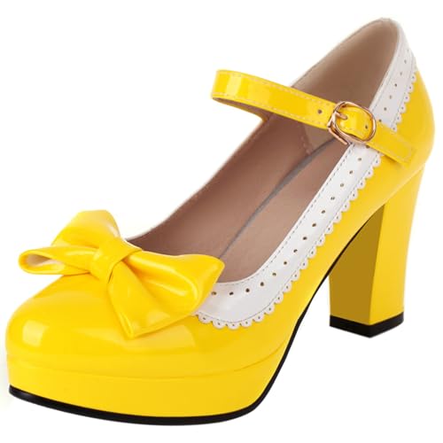 Gicoiz Bogen Mary Jane Lack Damen Block High Schuhe Pumps Party Runde Zehen Elegant T Bar Plateau Bride Hochzeit Runde Zehen Schuhe Gelb Gr 7-41 Gicoiz Bogen Mary Jane Lack Damen Block High Schuhe Pumps Party Runde Zehen Elegant T Bar Plateau Bride Hochzeit Runde Zehen Schuhe Gelb Gr 7-41 von Gicoiz