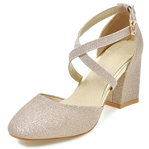 Gicoiz Bride Geschlossen Elegant Blockabsatz Schuhe Shiny Sandalen Sommer Mode Knöchelriemchen Damen Hochzeit Formal Schuhe Höhe Ferse Gold Gr 39 EU-40Cn Gicoiz Bride Geschlossen Elegant Blockabsatz Schuhe Shiny Sandalen Sommer Mode Knöchelriemchen Damen Hochzeit Formal Schuhe Höhe Ferse Gold Gr 39 EU-40Cn von Gicoiz