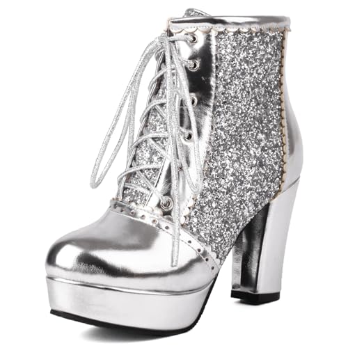 Gicoiz Bride Hochzeit Schnüren Pailletten Blockabsatz Stiefeletten Runde Zehen Winter Party Mode Plateau Military Kleid Stiefeletten Warm Silber Gr 38 EU-39Cn Gicoiz Bride Hochzeit Schnüren Pailletten Blockabsatz Stiefeletten Runde Zehen Winter Party Mode Plateau Military Kleid Stiefeletten Warm Silber Gr 38 EU-39Cn von Gicoiz