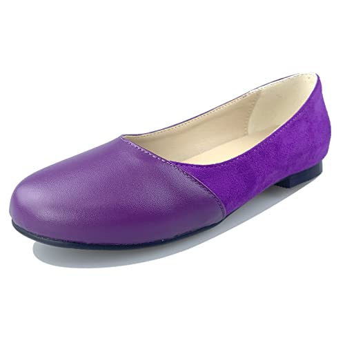 Gicoiz Buro Flach Schuhe Damen Arbeit Comfy Runde Zehen Dolly Schuhe Geschlossen Loafer Arbeit Lovely Ballet Leisure Damen Schuhe Violett Gr 38 EU-39Cn von Gicoiz