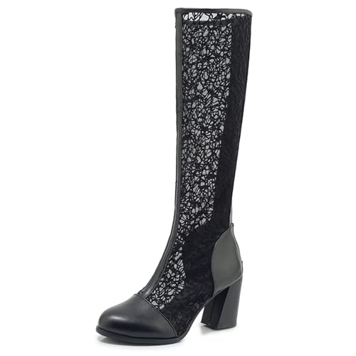 Gicoiz Damen Elegant Sommer Runde Zehen Knee High Mesh Stiefel Abend Formal Blockabsatz Zip Mode Hochzeit Booty Spitze Schwarz/P Gr 40.5 EU-42Cn Gicoiz Damen Elegant Sommer Runde Zehen Knee High Mesh Stiefel Abend Formal Blockabsatz Zip Mode Hochzeit Booty Spitze Schwarz/P Gr 40.5 EU-42Cn von Gicoiz