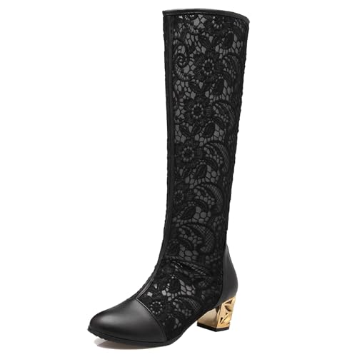 Gicoiz Damen Elegant Sommer Runde Zehen Knee High Mesh Stiefel Abend Formal Blockabsatz Zip Mode Hochzeit Booty Spitze Schwarz Gr 40 EU-41Cn Gicoiz Damen Elegant Sommer Runde Zehen Knee High Mesh Stiefel Abend Formal Blockabsatz Zip Mode Hochzeit Booty Spitze Schwarz Gr 40 EU-41Cn von Gicoiz