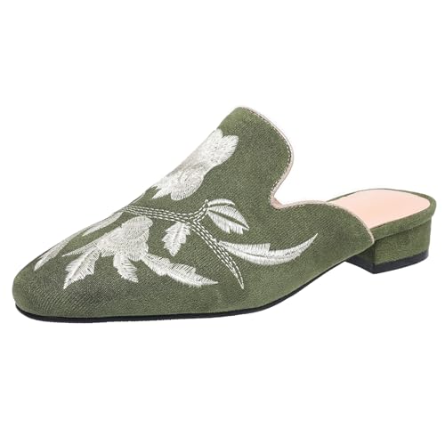Gicoiz Damen Geschlossen Pantoffeln Low Blockabsatz Mule Sandals Braid Bestickt Mules Retro Hausschuhe Pantoffeln Sommer Strand Schuhe Grün Gr 42 EU-44Cn Gicoiz Damen Geschlossen Pantoffeln Low Blockabsatz Mule Sandals Braid Bestickt Mules Retro Hausschuhe Pantoffeln Sommer Strand Schuhe Grün Gr 42 EU-44Cn von Gicoiz