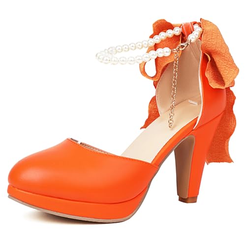 Gicoiz Damen High Sandalen Runde Zehen Mary Jane Sandals Bogen Plateau Blockabsatz T Bar Hochzeit Elegant Bride Schuhe Plateau Orange Gr 36.5 EU-37Cn Gicoiz Damen High Sandalen Runde Zehen Mary Jane Sandals Bogen Plateau Blockabsatz T Bar Hochzeit Elegant Bride Schuhe Plateau Orange Gr 36.5 EU-37Cn von Gicoiz