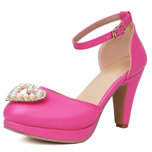Gicoiz Damen High Sandalen Runde Zehen Mary Jane Sandals Bogen Plateau Blockabsatz T Bar Hochzeit Elegant Bride Schuhe Plateau Rose-Rot Gr 38 EU-39Cn Gicoiz Damen High Sandalen Runde Zehen Mary Jane Sandals Bogen Plateau Blockabsatz T Bar Hochzeit Elegant Bride Schuhe Plateau Rose-Rot Gr 38 EU-39Cn von Gicoiz