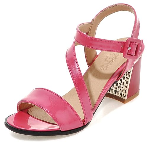 Gicoiz Damen Klassische Strappy Offene Zeh Block Sandalen Sandals Lack Sommer Hochzeit Comfy Schnalle Party Schuhe Rose-Rot Gr 40.5 EU-42Cn Gicoiz Damen Klassische Strappy Offene Zeh Block Sandalen Sandals Lack Sommer Hochzeit Comfy Schnalle Party Schuhe Rose-Rot Gr 40.5 EU-42Cn von Gicoiz