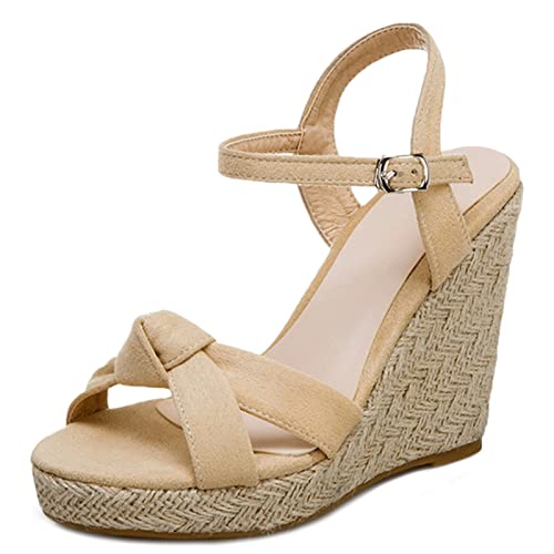 Gicoiz Damen Mode Espadrille Plateau Keilabsatz Sandalen Knöchelriemchen Komfort Peep Toe Leisure Strappy Franse Romisch Schuhe Beige Gr 40.5 EU-42Cn Gicoiz Damen Mode Espadrille Plateau Keilabsatz Sandalen Knöchelriemchen Komfort Peep Toe Leisure Strappy Franse Romisch Schuhe Beige Gr 40.5 EU-42Cn von Gicoiz