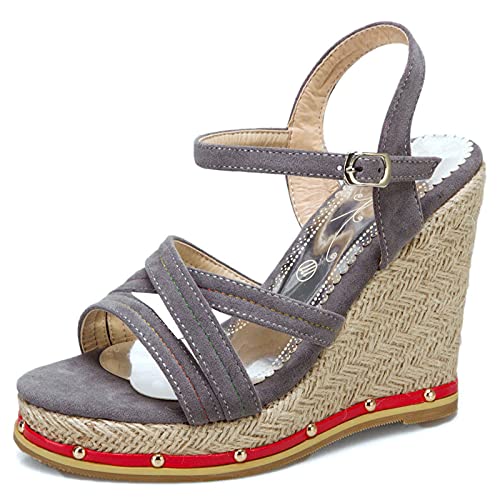 Gicoiz Damen Mode Espadrille Plateau Keilabsatz Sandalen Knöchelriemchen Komfort Peep Toe Leisure Strappy Franse Romisch Schuhe Grau Gr 42 EU-44Cn Gicoiz Damen Mode Espadrille Plateau Keilabsatz Sandalen Knöchelriemchen Komfort Peep Toe Leisure Strappy Franse Romisch Schuhe Grau Gr 42 EU-44Cn von Gicoiz
