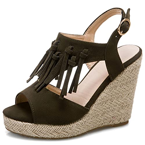 Gicoiz Damen Mode Espadrille Plateau Keilabsatz Sandalen Knöchelriemchen Komfort Peep Toe Leisure Strappy Franse Romisch Schuhe Grün Gr 42 EU-44Cn Gicoiz Damen Mode Espadrille Plateau Keilabsatz Sandalen Knöchelriemchen Komfort Peep Toe Leisure Strappy Franse Romisch Schuhe Grün Gr 42 EU-44Cn von Gicoiz