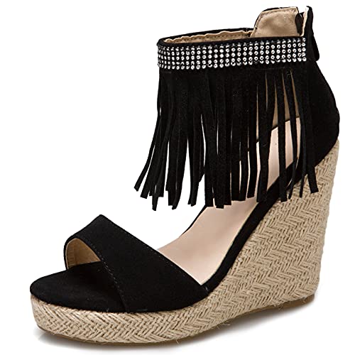 Gicoiz Damen Mode Espadrille Plateau Keilabsatz Sandalen Knöchelriemchen Komfort Peep Toe Leisure Strappy Franse Romisch Schuhe Schwarz Gr 46 EU-48Cn Gicoiz Damen Mode Espadrille Plateau Keilabsatz Sandalen Knöchelriemchen Komfort Peep Toe Leisure Strappy Franse Romisch Schuhe Schwarz Gr 46 EU-48Cn von Gicoiz