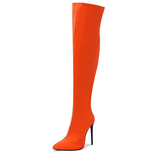 Gicoiz Damen Mode Overknees Pointed Toe Overknees Stiefel Winter Warm Stilettos Party Warm Stretch Riding Stiefeletten Bridal Orange Gr 39 EU-40Cn Gicoiz Damen Mode Overknees Pointed Toe Overknees Stiefel Winter Warm Stilettos Party Warm Stretch Riding Stiefeletten Bridal Orange Gr 39 EU-40Cn von Gicoiz