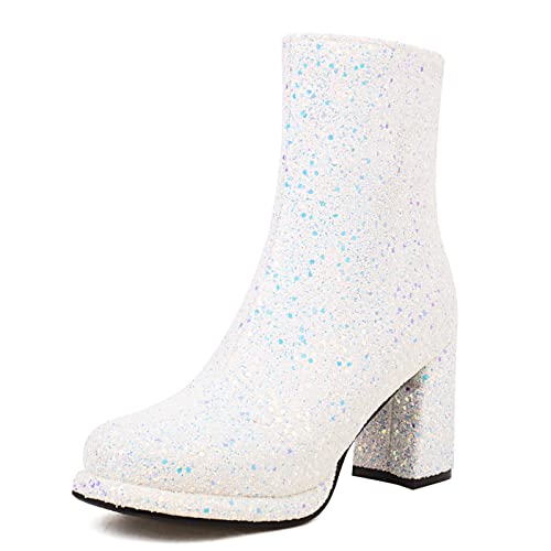 Gicoiz Damen Mode Runde Zehen Pailletten Hochzeit Stiefeletten Komfort Winter Pelzgefüttert Warm Bride Abendschuhe Blockabsatz Chelsea Weiß Gr 37 EU-38Cn Gicoiz Damen Mode Runde Zehen Pailletten Hochzeit Stiefeletten Komfort Winter Pelzgefüttert Warm Bride Abendschuhe Blockabsatz Chelsea Weiß Gr 37 EU-38Cn von Gicoiz