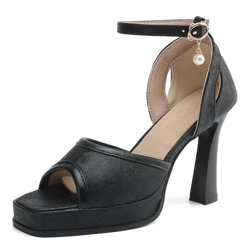 Gicoiz Damen Offene Zeh Elegant Stiletto Sandalen Plateau Höhe Ferse Sommer Abend Knöchelriemchen Schnalle Formal Sandals Bridal Schwarz Gr 40.5 EU-42Cn Gicoiz Damen Offene Zeh Elegant Stiletto Sandalen Plateau Höhe Ferse Sommer Abend Knöchelriemchen Schnalle Formal Sandals Bridal Schwarz Gr 40.5 EU-42Cn von Gicoiz