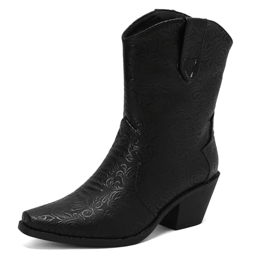 Gicoiz Damen Ohne Verschluss Halbschaft Cowboy Winterstiefel Draußen Blockabsatz Stiefel Mode Pointed Toe Warm Western Klassische Stiefeletten Schwarz/Rl Gr 41 EU-43Cn Gicoiz Damen Ohne Verschluss Halbschaft Cowboy Winterstiefel Draußen Blockabsatz Stiefel Mode Pointed Toe Warm Western Klassische Stiefeletten Schwarz/Rl Gr 41 EU-43Cn von Gicoiz