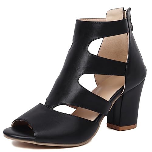Gicoiz Damen Peep Toe Block Sandalen Gladiator Römersandalens T Bar Sommer Schnalle Chunky Ankle Stiefeletten Bogen Mesh Schuhe Schnüren Schwarz Gr 37 EU-38Cn Gicoiz Damen Peep Toe Block Sandalen Gladiator Römersandalens T Bar Sommer Schnalle Chunky Ankle Stiefeletten Bogen Mesh Schuhe Schnüren Schwarz Gr 37 EU-38Cn von Gicoiz