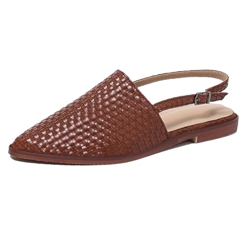 Gicoiz Damen Pointed Toe Flach Schuhe Braid Pantoffeln Strand Sandalen Komfort Slingback Schuhe Geschlossen Mule Hausschuhe Pantoffeln Schnalle Strap Dark-Braun Gr 40 EU-41Cn Gicoiz Damen Pointed Toe Flach Schuhe Braid Pantoffeln Strand Sandalen Komfort Slingback Schuhe Geschlossen Mule Hausschuhe Pantoffeln Schnalle Strap Dark-Braun Gr 40 EU-41Cn von Gicoiz