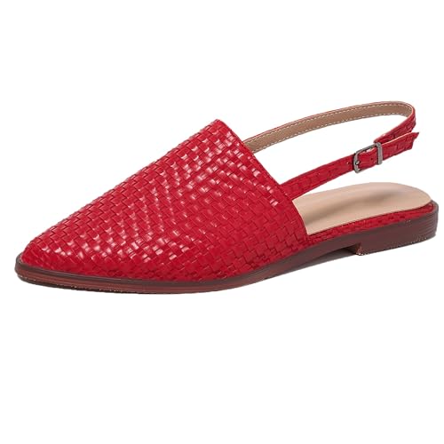 Gicoiz Damen Pointed Toe Flach Schuhe Braid Pantoffeln Strand Sandalen Komfort Slingback Schuhe Geschlossen Mule Hausschuhe Pantoffeln Schnalle Strap Rot Gr 50 EU-52Cn Gicoiz Damen Pointed Toe Flach Schuhe Braid Pantoffeln Strand Sandalen Komfort Slingback Schuhe Geschlossen Mule Hausschuhe Pantoffeln Schnalle Strap Rot Gr 50 EU-52Cn von Gicoiz